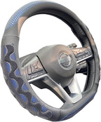D Shaped 14 Inch Small Sized Steering Wheel Cover Great Grip with 3D Honeycomb Anti-Slip Design, Flat Bottom 14 Inch (Blue)