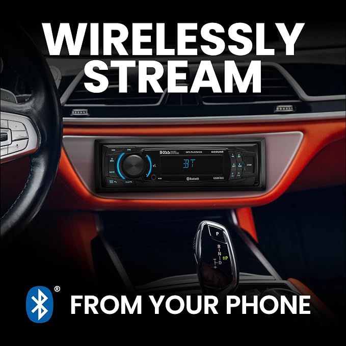 625UAB Single DIN Car Stereo with Bluetooth - No CD DVD Player, AM/FM Radio Receiver, Aux Input, USB