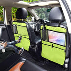 Neon Yellow Car Seat Organizer for Kids Backseat Kick Mat with Adjustable Strap Back Seat Protector for Car Vehicle SUV 1 Pcs