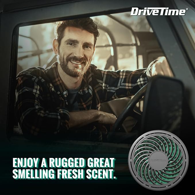 Truck Puck Evergreen Fragrance Car Air Freshener – Long-Lasting Car Deodorizer, Refillable Vent & Visor Clip Auto Air Freshener for Car, Truck & SUV, Premium Fragrance, Pack of 3