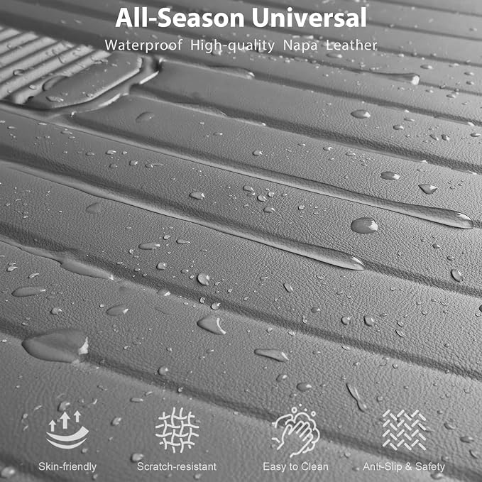 Premium Leather Car Seat Cushion, Comfort Memory Foam Driver Seat Cushion for Long Driving, Waterproof Non-Slip Seat Cushions for Cars, Truck, SUV, Office Chairs, Stadium, Gray ﻿