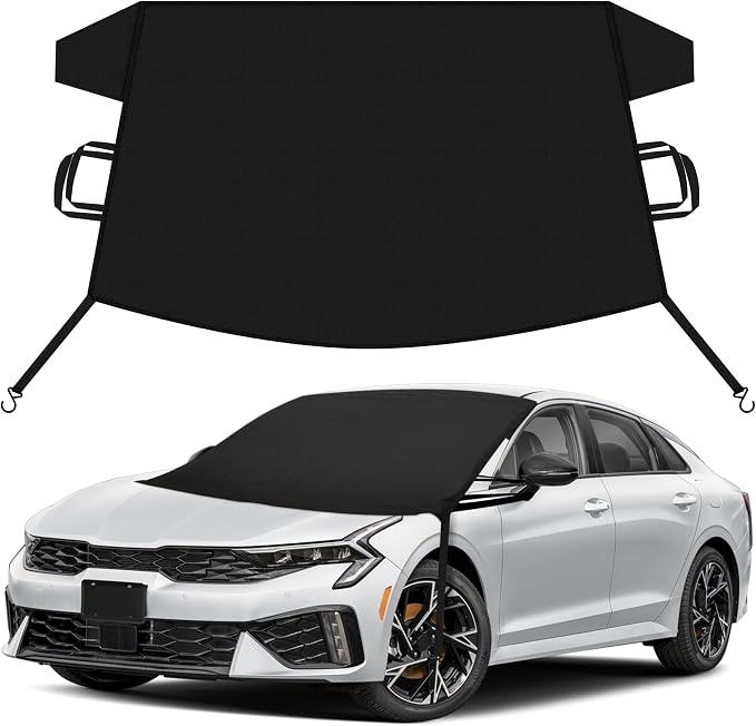 Car Snow Cover Compatible for Kia Forte | Windshield Cover for Ice and Snow with S-Hook Straps | Heavy-Duty 600D Oxford Winter Car Cover, Waterproof & Anti-Slip