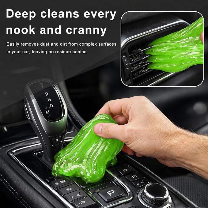 Car Cleaning Gels, Reusable Dashboard Dust Removal Slime Auto Detail Cleaner, Universal Cleaning Putty Air Vent Dusting Mud Fits for Vehicles Keyboards Laptops Keys (Green)