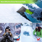 2 Pack 27" Snow Brush and Ice Scraper for Car Windshield - Green | Soft Non-Scratch Bristles, Non-Slip Foam Grip, Detachable Design, Car Snow Removal Tool for Windshields & Windows