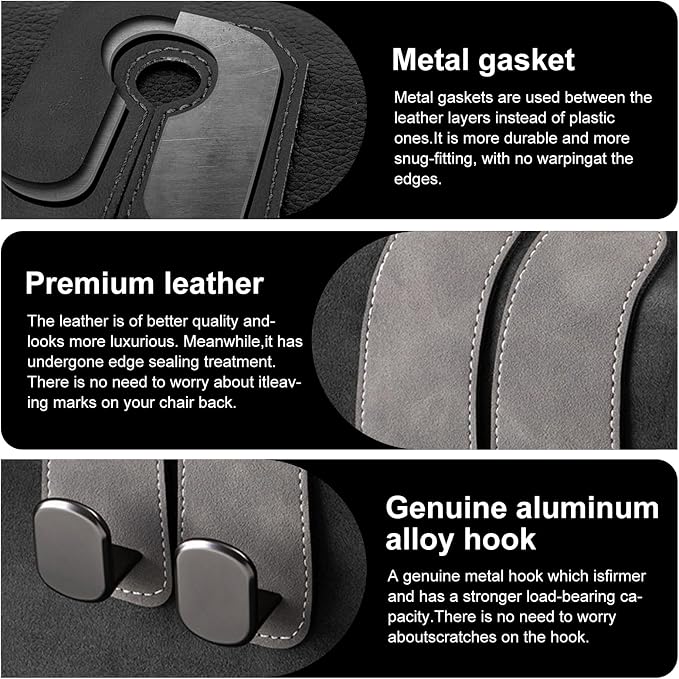Car Purse Hook Purse Hook for Car Seats Headrest Car Seat Hooks,Heavy Duty Vehicle Organizer for Handbags, Groceries, Purses, Keep Car Tidy (Gray, 2 Pack)