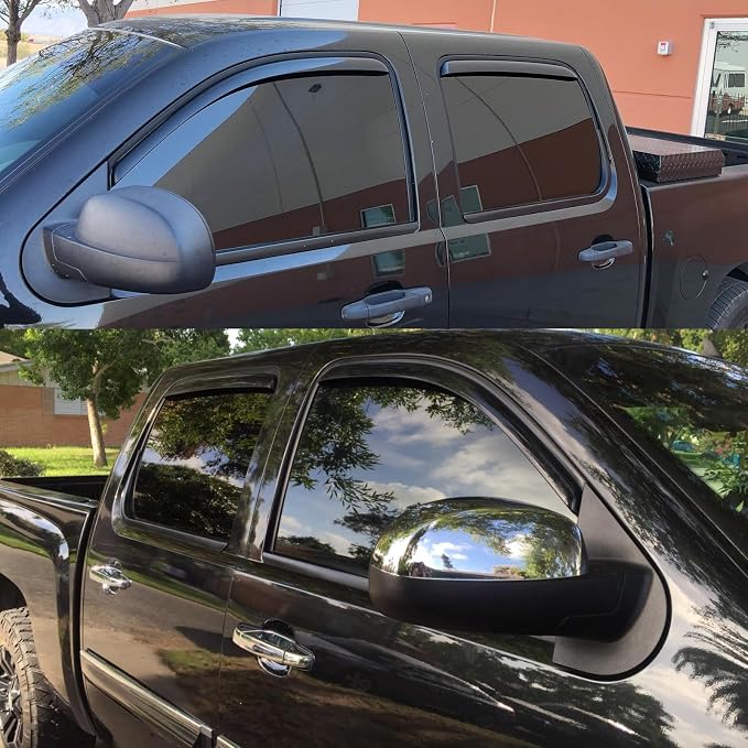 in-Channel Window Visors Rain Guards Sun Rain Snow Vent Guard Shade for 2007-2013 Chevy/GMC Crew Cab Pickup SUV Wind Deflectors 194515 4-Pieces Set