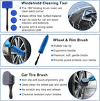 32-Piece Car Detailing Kit with Drill Brush Attachments & Polishing Pads – Professional Auto Detailing Brushes, Wheel & Tire Cleaning Tools with Storage Bag (Blue)