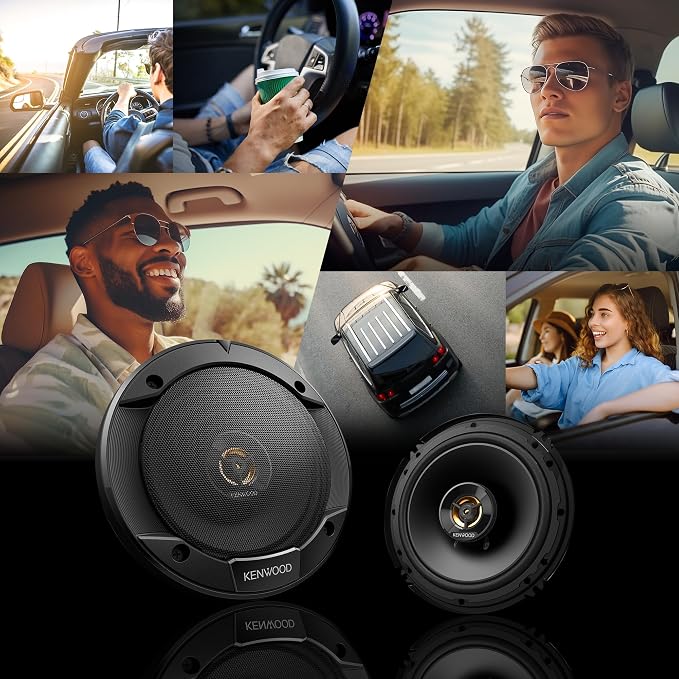 KFC-1666R Road Series Car Speakers (Pair) - 6.5" 2-Way Car Coaxial Speakers, 300W, 4-Ohm Impedance, Cloth Woofer & Balanced Dome Tweeter, Heavy Duty Magnet Design