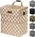 Car Trash Can Bin with Lid Hanging for Back Seat, Car Accessories for Women Men Leak Proof Automotive Garbage Cans Leakproof Vehicle Trash Can for Truck SUV,Khaki Checkered