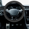 Car Steering Wheel Cover, 14.5"-15" Inch Universal Anti-Slip DurableSteering Wheel Protective Cover, Breathable Auto Interior Decoration Accessories for Sedan SUV Truck (Black White Polka Dot)