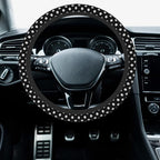 Car Steering Wheel Cover, 14.5"-15" Inch Universal Anti-Slip DurableSteering Wheel Protective Cover, Breathable Auto Interior Decoration Accessories for Sedan SUV Truck (Black White Polka Dot)