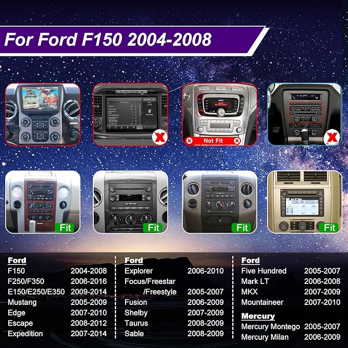 5GWiFi Upgrade Radio for Ford F150 2004-2008, F250/F350 2006-2016, E150/E250/E350 2009-2014, Expedition 2007-2014, Explorer Edge Mustang Fusion 7in Touchscreen Stereo Apple Carplay Android Auto GPS FM