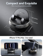 Car Phone Mount, [360° Rotation+Thick Case Friendly] Cell Phone Car Holder with Adjustable Spring Clip, Anti-Slip Silicone Universal Dashboard phone holder for Car for iPhone, Smartphones, GPS