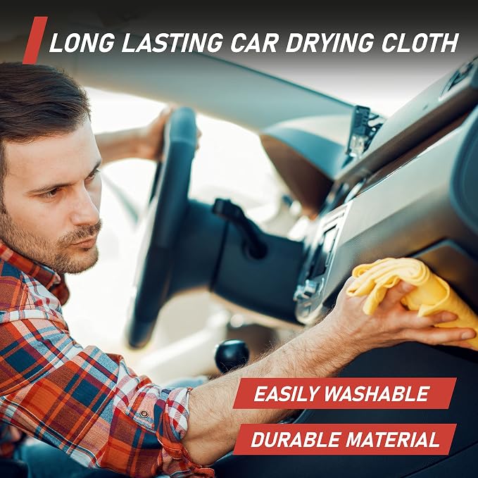 Premium Car Chamois Drying Towel, Drying Super Absorbent Chamois Cloth for Car Wash, Spotless & Scratch and Lint Free Shine, Shammy Towel for Car– 27.5 X 17 inches, 1 - Pack