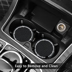 2PCS Bling Car Cup Coaster, 2.75 Inch Auto Cup Holder Insert Coasters Silicone Anti-Slip Crystal Rhinestone Drink Mat, Universal Vehicle Interior Accessories for Women Girls (Black)