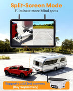 Wireless Backup Camera for Towable-RV: 1-Second Magnetic No Wiring Long Distance Signal for Thor/Forest River Series RVs - 7.3" Recording Monitor HD 1080P Auto Sleep Solar RV Backup Camera