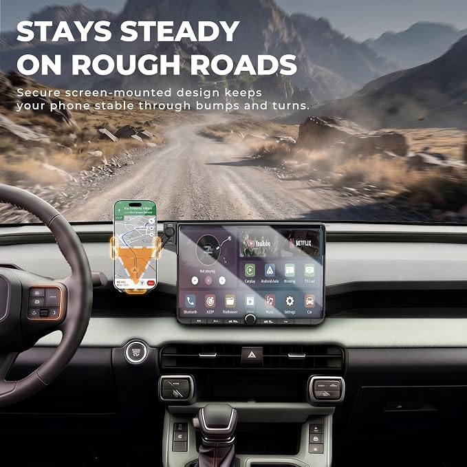Car Phone Mount for 2026 Toyota RAV4, 10.5" Screen Only | Smart Auto-Clamping, 15W Wireless Fast Charging, Premium Aluminum Holder, Without Blocking Airflow