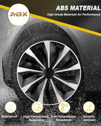 Hubcaps, 16 inch hubcaps Set of 5, Wheel Rim Cover ABS Material, Snap On Car Truck SUV Replacement, for Toyota Camry Nissan Mazda etc, Black & Silver