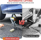 Electric Car Jack 3 Ton Scissor Jack, 12V Electric Portable CarJack, Electric CarJack Kit with Impact Wrench, Scissor Jack for Cars, Electric Floor HydraulicJack for Lifting Cars