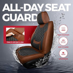 Black Brown Car Seat Covers Full Set - Faux Nappa Leather Seat Covers for Cars, Breathable Waterproof Front Seats Protector with Lumbar Support, Universal Fit for Automotive Sedan SUVs Pickups