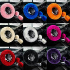 Fuzzy Genuine Sheepskin Steering Wheel Cover Set for Women Parents-Fluffy Soft Australian Merino Wool Fur Wrap with Gear Shift and Hand Brake Covers, Cozy Stylish Luxury Car Accessories (Wolf Tipped)