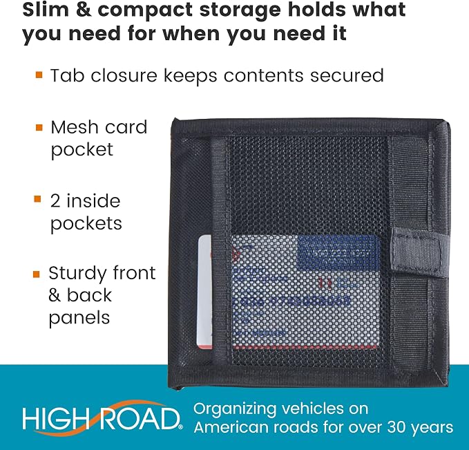 Car Registration and Insurance Card Holder for Sun Visor, Glove Box or Console with 2 Clear Hidden Car Document Pockets