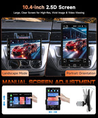 10.4'' Single Din Car Stereo with Wireless CarPlay Android Auto, HD Rotation Touchscreen Radio with Bluetooth, USB, Mirror Link, SWC, Car Play, FM/RDS Radio, Backup Camera