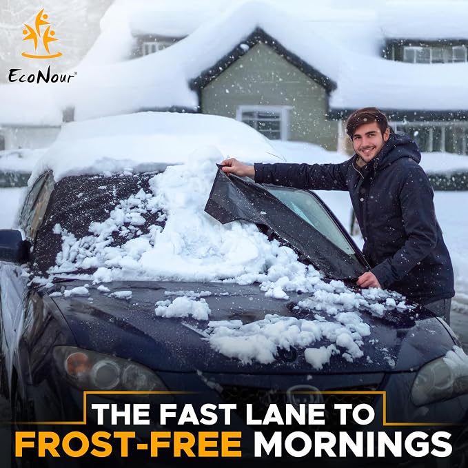 Windshield Cover for Ice and Snow | Durable 600D Oxford Fabric | Waterproof Winter Car Cover for Compact Cars, SUV and Sedan | Essential Car Winter Accessories | Small (64" x 42")