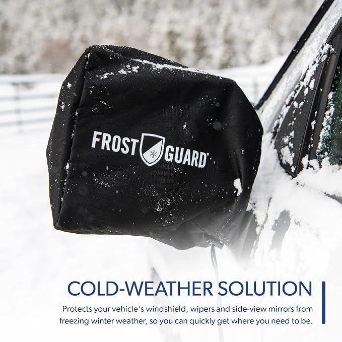 Plus | Winter Windshield Cover for Ice and Snow, Standard Size (Black) - Built-in Security Panels, Wiper Blade Coverage + Mirror Covers - Fits Standard Size Cars, 59 x 41 Inches