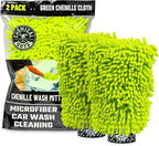 Chenille Premium Scratch-Free Microfiber Wash Mitt for Car Washing,Lime Green,Ultra-Soft Car Wash Gloves,Swirl-Free Finish,Safe for Trucks,SUVs,Motorcycles,and More,(Pack of 24)