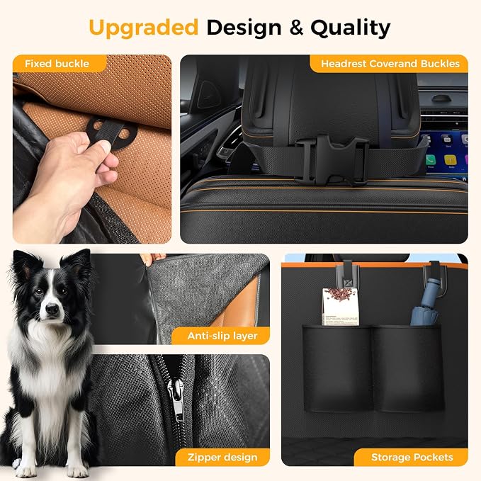 Dog Car Seat Cover for Back Seat,100% Waterproof Scratch Proof Nonslip Seat Cover,600D Heavy Duty Scratch Proof Nonslip Durable Soft Dog Hammock