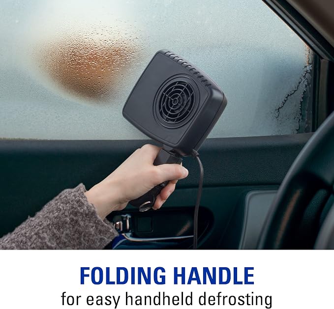 12650 12V Portable Window Defroster for Car, Truck, SUV, Jeep, 2 in 1 Fast Car Heater and Defogger with Plug in Cigarette Lighter, Black