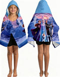Frozen Printed Soft Cotton Terry Hooded Towel Wrap, Absorbent Hooded Poncho Towel for Bath Pool Beach, 28 in x 55 in