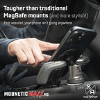 MobNetic Maxx MS - MagSafe Compatible Car Phone Mount w/ 90º Tilt, 360º Rotation & Durable Aluminum Build, Magnetic Holder for iPhone & Android Devices, USA Assembled - Gun Metal