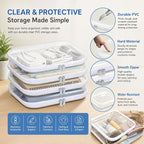 Clear Hard Plastic Zipper Case,Transparent Double Zippers Hard Pouch with 3pcs,Portable Travel Organizer Bin for Toy Storage