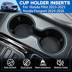 Center Console Cup Holder for 2023-2025 Honda Pilot/2024-2026 Passport Accessories Cup Holder Insert TPE Front Drink Holder Organizer for Pilot 2024 Interior Decoration Black
