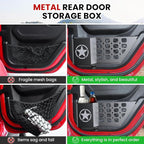 Metal Rear Door Pocket Storage Box for Jeep Wrangler JL JLU 4XE 2018-2026 & Gladiator JT 2020-2023 2023 2024 2025 2026 Accessories Door Storage Organizer Molle Panels, Star, 2PCS