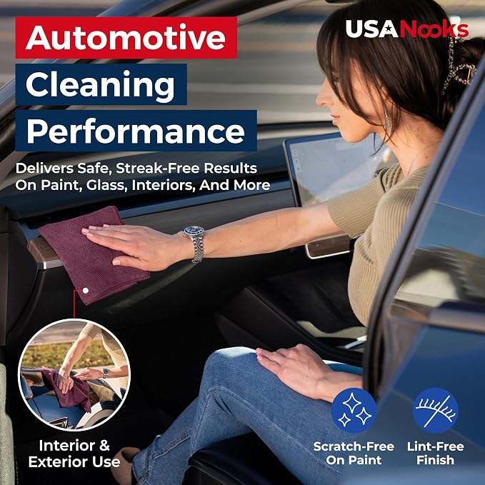 Premium 300GSM Microfiber Cleaning Cloth - 12.5"x12.5" High Performance - 1200 Washes, Ultra Absorbent Microfiber Towels for Cars Undercarriage, Rims & Engine Bay Cleaning - Microfiber Cloth