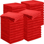 30 Pcs 12.5 × 12.5 Inch Edgeless Microfiber Plush Towels for Cars Detailing Drying Wash Polishing Absorbent Cleaning Cloths, 500 GSM (Red)