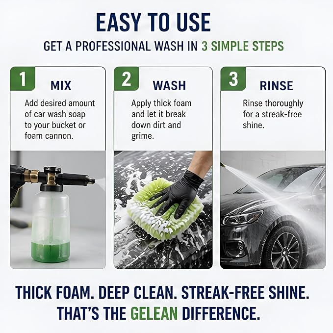 Car Wash Soap – Super Suds High Foaming- 128oz- USA - Deep Cleaning | Foam Cannon or Bucket Use | Cars, Trucks & more |pH-Balanced, Streak-Free | Removes Dirt & Grime | Concentrated car shampoo