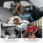 2PCS Satin Bow Pearl Car Seat Headrest Hooks – Car Bag Holder & Vehicle Hanger for Purses – Cute Coquette Aesthetic Interior Decoration – Cute Auto Organizer Accessories Universal (Red)