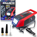 Bullseye 12V DC Car Tire Inflator Portable Air Compressor - Rapid 2 Minute Inflation, Auto Shut-Off, Max 150 PSI, Easy Cord Storage, Digital Pressure Gauge, LED Display - (Red) - As Seen on TV