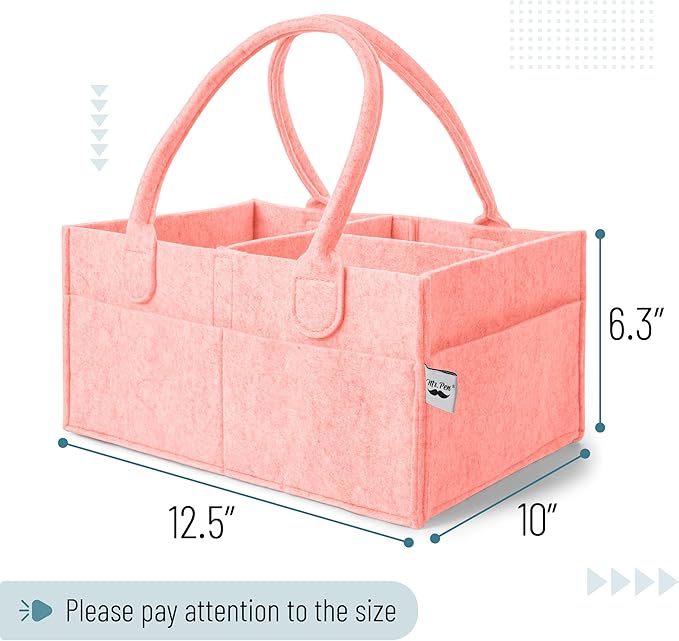 Mr. Pen- Baby Diaper Caddy Organizer, Pink | Nursery Storage Bin and Car Organizer for Diapers and Baby Wipes