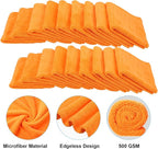 30 Pcs 16 x 16 Inch Edgeless Microfiber Plush Towels for Cars Detailing Drying Wash Polishing Absorbent Cleaning Cloths, 500 GSM (Orange)