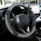 Black and Gray Microfiber Auto Car Steering Wheel Cover Universal 15 inch