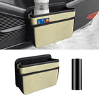 Car Trash Can, Foldable Mini Vehicle Trash Bin Garbage Organizer Holder, Waterproof Hanging Mini Auto Dustbin Accessories Storage Container for Vans, SUVs (beige)