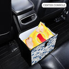 Car Trash Can Organizer Bin with Adjustable Strap for Back Front Seat Console Waterproof Leakproof Collapsible Portable 8.66 Inch Chinese Blue White Cornflower