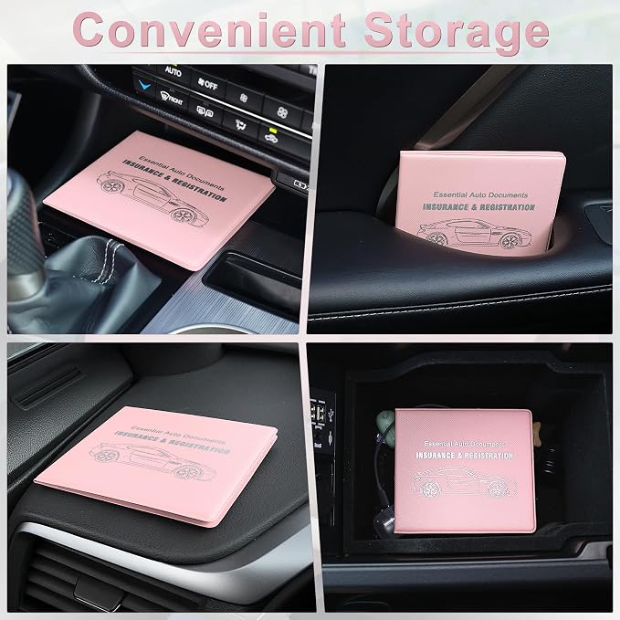 Car Registration and Insurance Card Holder, Vehicle Glove Box Car Organizer, Interior Car Accessories for Documents, Cards, License - 2 Pack