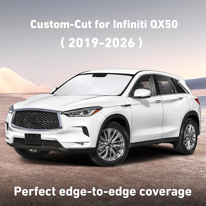 Windshield Sunshade Compatible for Infiniti QX50 2019-2024 2025 2026, Sun Visor for Front Windshield & Window Sun Shade Cover, UV Heat Blocker & Protector, Car Accessories