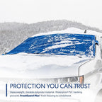 Plus | Winter Windshield Cover for Ice and Snow, Standard Size (Indigo) - Built-in Security Panels, Wiper Blade Coverage + Mirror Covers - Fits Standard Size Cars, 59 x 41 Inches